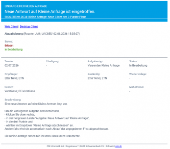 Notifikation Kleine Anfrage