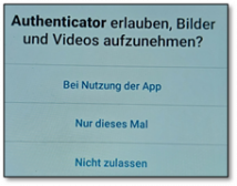 Screenshot der Authenticator App